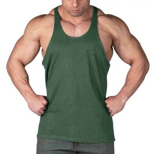 Camiseta sin mangas verde para hombre, cuello redondo, color sólido, tejido de punto, informal, 100% algodón - Product Image 1