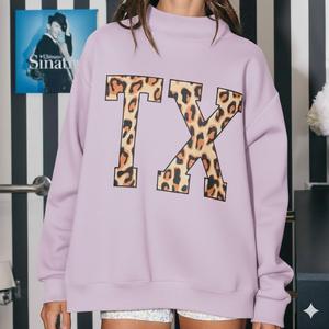 Womens Pink Graphic <b>Mock</b> <b>Neck</b> Sweatshirt Oversized Fleece Casual Winter Pullover - Product Image 4