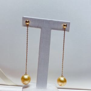Pendientes de Oro de 18K con Cuentas Dobles de Agua Dulce, Elegantes Pendientes de Doble Uso con Cuentas Blancas, Casi Perfectos, Accesorio de Moda - Product Image 1