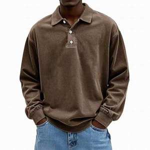 Custom Logo Vintage Washed Oversized Long Sleeve <b>Sweatshirt</b> <b>Plain</b> Basic Golf Style Streetwear Breathable <b>Sweatshirts</b> for Men - Product Image 4