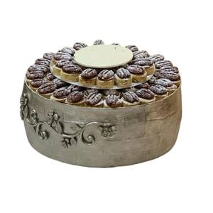 Elegante tazón de chocolate ecológico hecho a mano de metal plateado, tazón redondo para mesa de boda, para exhibir postres y servir dulces. - Product Image 1