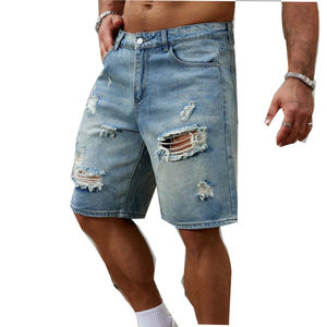 Shorts de Mezclilla para Hombre, Estilo Urbano de Verano, Jeans Casuales Vintage, Alta Calidad, Transpirables, Cómodos, Corte Recto, Detalles Desgastados - Product Image 1