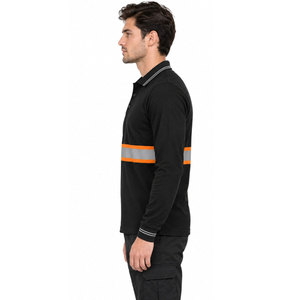 OEM |   Alta Visibilidad |   Camiseta de Seguridad Reflectante Negra de Manga Corta |   Camiseta de Trabajo Polo Económica para Seguridad Vial - Product Image 4