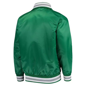 Satin Bomber Jacket OEM Custom Men's Casual Varsity Jacket Retro 80s Fashion Satin Starter Ribbed Elastic Cuff Winter - Product Image 1