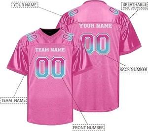 เสื้อเจอร์ซีย์แฟนอเมริกันฟุตบอลแบบสั่งทำพิเศษ OEM ดีไซน์พิมพ์ลายแบบ Sublimation ระบายอากาศได้ดี ไซส์ใหญ่ แขนสั้น เสื้อเจอร์ซีย์ฝึกซ้อมแบบสั่งทำพิเศษ - Product Image 2