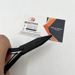 Pince à extensions capillaires pour micro-anneaux et perles, outil de pose de perles, pince à pression en acier inoxydable noir mat, personnalisable avec logo - Product Image 4