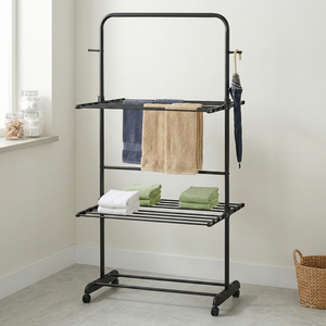 Séchoir à linge multifonctionnel sur pied en acier à 4 niveaux, type aile réglable, pour salle de bain et salon - Design moderne - Product Image 1