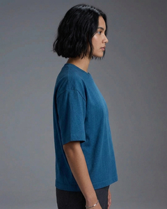 T-shirts amples et carrés pour femmes, col rond, coupe décontractée, épaules tombantes, noir - Product Image 3