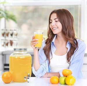 Mason Jar 4 Litres| Beer <b>Dispenser</b> | <b>Drink</b> <b>Dispenser</b> | Mason Jar | Glass Pitcher with tap | Spigot and Steel lid - Pack of 1 - Product Image 6