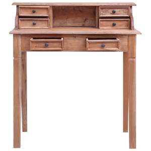 Bureau d'ordinateur en bois d'acajou massif brun moyen chaud - Product Image 3
