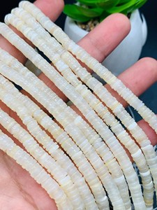 Perles Heishi en nacre blanche, taille 6 mm, longueur 40 cm, qualité AAA, nacre blanche naturelle pour la fabrication de bijoux - Product Image 1