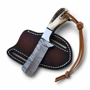 Cuchillo vaquero pequeño hecho a mano de acero de Damasco con mango de asta de ciervo, cuchillo Skinner para desollar, regalo para él, regalo de boda, regalos para hombres - Product Image 1