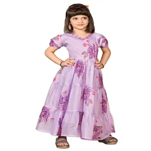 Party Wear Indian Kid's Wear Georgette Digital Printed Stitched kids Gown| Kid's Gowns Wholesaler & Manufacturer From India|
