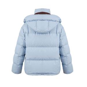 Light Blue Quilted <b>Jacket</b> With Stand Collar Full Sleeve Winter Wear Solid Color Polyester Filling Thick Warm Coat - Product Image 6