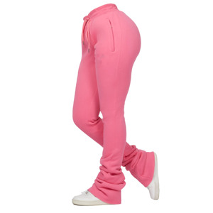 Pantalones Deportivos de Alta Calidad, 100% Algodón Felpa, Estilo Urbano para Mujer, Color Rosa Sólido, con Logotipo Personalizado - Product Image 2