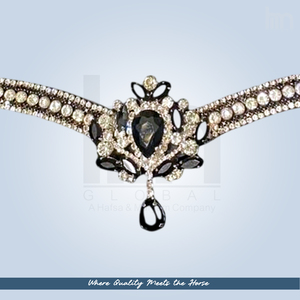 Diadema de Cuero Premium de Lujo para Caballo con Broche de Cristal de 5 Hileras Hecho a Mano y Agarre de Goma para Doma Clásica - Product Image 4