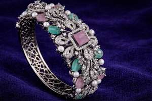 Bracelet jonc en argent sterling 925 serti de moissanite, motif floral, bracelet statement pour femme, bijoux hip-hop pour tous les jours - Product Image 6