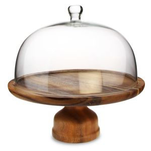 Custom Round Wood <b>Cake</b> <b>Stand</b> Handmade with glass lid Pedestal Dessert Display for Wedding Birthday Party Table for hotel - Product Image 3