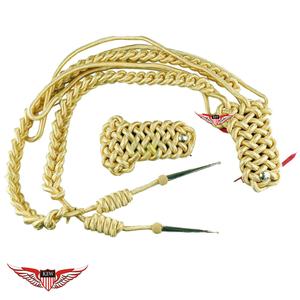 Aiguillette avec épaulettes en Mylar doré, cordons d'épaule dorés, aiguillette torsadée, aiguillette avec pointe métallique - Product Image 6