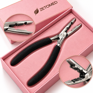Pinzas Profesionales para Extensiones de Cabello con Mordazas Dentadas Multifunción, Herramienta de Acero Inoxidable para Extensiones de Cabello para Uso en Salón |   Zetomed - Product Image 3