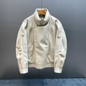 Chaqueta de Cuero Oversize para Hombre, Nueva Tendencia 2024, Estilo Biker, Chaqueta Bomber de Cuero Sintético, Cuello Alto, Resistente al Viento - Product Image 6