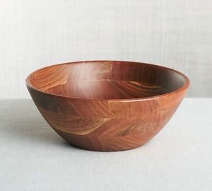 Bol de service artisanal en bois d'acacia écologique, bol profond en bois pour salade, pâtes, fruits, collations, décoration de table de fête - Product Image 1