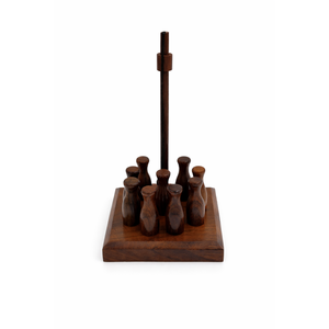 Jeu de quilles en bois fait main |   Pins de bowling en bois de rose indien, jeu familial d'intérieur, jouet en bois de qualité supérieure, cadeau pour enfants et adultes - Product Image 3