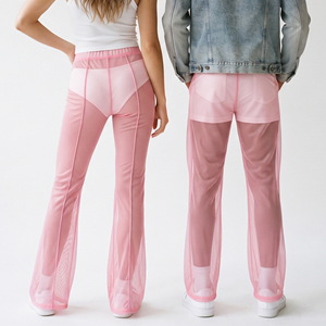 100% Polyester Sexy <b>Mesh</b> Flare <b>Pants</b> Streetwear See Through Flare <b>Pants</b> Quick Dry Night Clubwear Sexy Transparent <b>Pants</b> Unisex - Product Image 2
