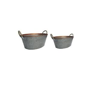 Jardinière en métal galvanisé au design élégant avec poignées pour balcon, patio et décoration intérieure – Ensembles de jardinières décoratives - Product Image 6