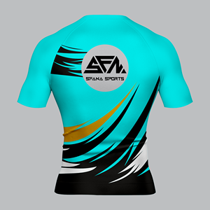 เสื้อรัดกล้ามเนื้อแขนสั้นสำหรับผู้ชาย SFANA Sports สีฟ้า สำหรับกีฬา BJJ และ MMA - Product Image 2