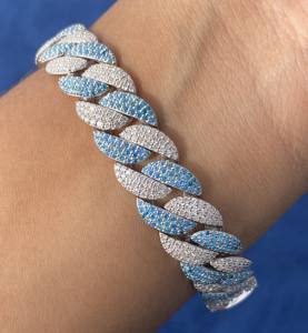 Luxury 925 Sterling Silver <b>Cuban</b> <b>Link</b> Hip Hop Party <b>Bracelet</b> with Fully Iced Out Round Cut Moissanite Diamonds for <b>Men</b> - Product Image 4