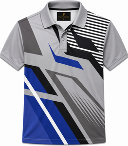 Chemises OEM gris-bleu pour hommes, décontractées et élégantes, à manches courtes, 100 % polyester, séchage rapide, boutonnées sur le devant, pour l'été et l'hiver, vente en gros - Product Image 1