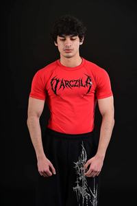 Camiseta de Manga Corta para Hombre, Roja, Corte Ajustado, con Estampado a Cuadros, Cuello Redondo, Material Spandex Transpirable, 360g, Secado Rápido - Product Image 6