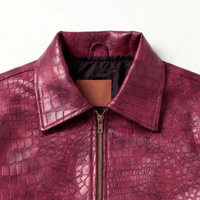 Blouson Bomber Unisexe en Cuir Décontracté pour l'Hiver, Col Montant, Logo Frontal, Imperméable, Respirant, Qualité Supérieure, Personnalisable