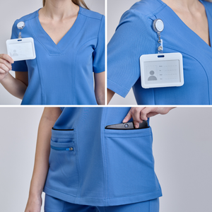 PROMOTION EXCEPTIONNELLE : Ensemble d'uniformes médicaux unisexes à col en V avec pantalon droit – Haut et pantalon de travail médical – OEM/ODM - Product Image 5