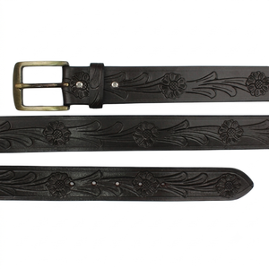 Cinturón de Cuero Genuino de Alta Calidad Hecho a Mano con Herrajes y Grabados, Estilo Vaquero Occidental para Hombre y Mujer - Product Image 1