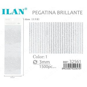 Ilan Adesivo Brillante 3mm 1500pz Strass Bianco Grande Cartoncino - Product Image 1