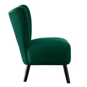 Poltrona in Velluto Verde con Schienale Trapuntato a Bottoni, Stile Unico, Arredamento Moderno per Casa, Gambe in Legno Finitura Marrone per Soggiorno - Product Image 4