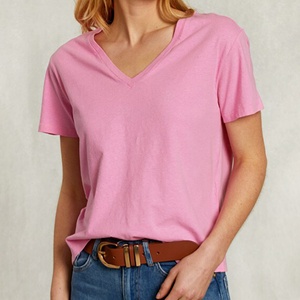 High Quality Women's Custom <b>T</b>-<b>Shirts</b> V-Neck Side slit Formal custom decoration Eco-Friendly Short Sleeve Tops - Product Image 2