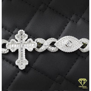 Luxury Infinity Link Bracelet With Flooded Moissanite Diamond Setting And Pear Cut Accent Stones Fashion Jewelry Piece - Product Image 4