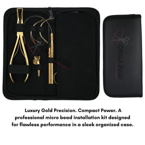 Kit d'outils professionnels pour extensions de cheveux en micro-anneaux dorés avec pince de retrait de micro-anneaux en acier inoxydable et pince de retrait de nano-anneaux - Product Image 5