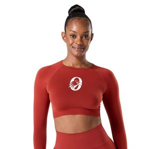 <b>Red</b> Women's Seamless Long Sleeve <b>Crop</b> <b>Top</b> Compression Gym Shirt Fitness Yoga Workout Activewear Stretch Athletic Training Wear Q - Product Image 1