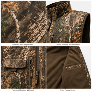 Gilet de chasse camouflage pour homme MEGAMAPLE, softshell, manches longues, respirant, polyester, décontracté, pour l'été, utilisation en extérieur, logo imprimé sur le devant - Product Image 3