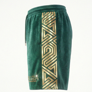 กางเกงขาสั้นผ้ากำมะหยี่ดีไซน์เนอร์สำหรับทุกเพศ พิมพ์โลโก้คริสตัล สไตล์ลำลอง ใส่สบาย ระบายอากาศได้ดี เป็นมิตรกับสิ่งแวดล้อม ทรงปกติ รุ่น Maluza - Product Image 4