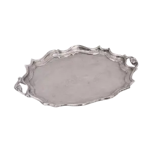 Bandeja de Cerámica de Diseño, Decoración Premium para el Hogar, Lujosa y Ecológica, para Interiores de Hoteles, Plateada, Segura, de Zahid Exports - Product Image 1