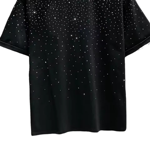 T-shirts pour hommes en coton 100% de haute qualité, personnalisés avec logo imprimé, ornés de strass, séchage rapide, respirants, style streetwear tendance - Product Image 4