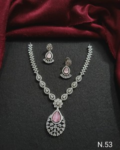 Classique élégant goutte d'eau Design diamant américain plaqué argent clouté Simple collier ensemble correspondant boucle d'oreille ensemble GiftFor femmes - Product Image 1