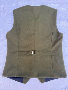 Chaleco Formal de Lana para Hombre, Cuello en V, Color Verde Oliva Sólido, Corto, Transpirable, Cierre de un Solo Botón, para Otoño - Product Image 2