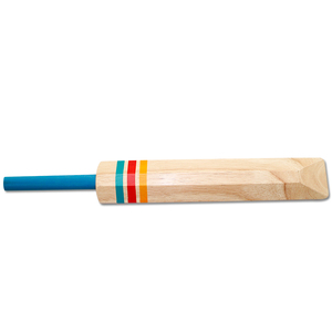 Bate de Cricket de Madera, Estilo Clásico, Diseño Ligero con Mango Azul y Rayas de Colores para Práctica de Cricket - Product Image 1