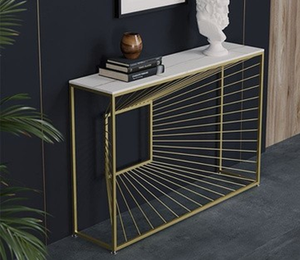 Bulk Quantity Premium <b>Console</b> <b>Tables</b> Gold Plated Metal <b>Console</b> <b>Marble</b> Side <b>Table</b> for Hallway, Hotel, Office India Manufacture - Product Image 3